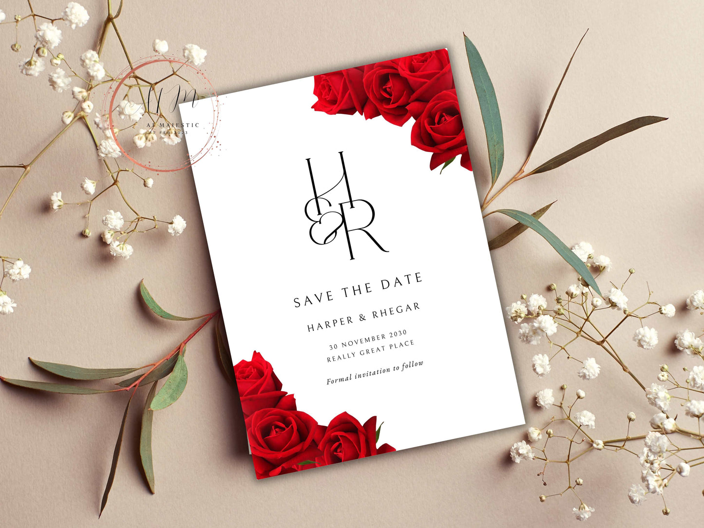 Red Rose Wedding Invitation set, Red Rose RSVP, Dark Red floral, Elegant Red Rose wedding Invitation, Details Editable, Menu Card, WC34