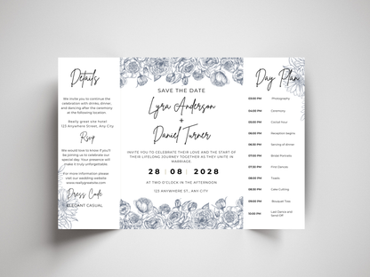 Gatefold Wedding Invitation Template, RSVP, Thank You Card, Table Card, Menu Card, Reception Card, Details Card. Wedding Bottle Label. WI292