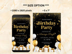 Video Birthday Invite Digital, Text Birthday Invite, Animated Birthday Invite, Black Birthday Invitation, 5 x 7 card Invitation. WEIB76
