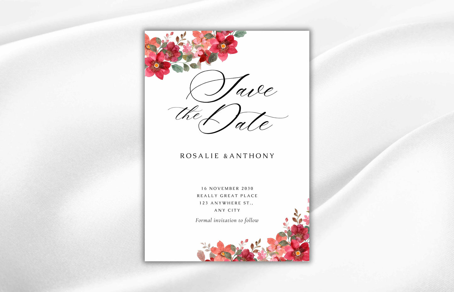 Wedding Digital Invitation, Floral Wedding Invitations Bundle, Invitation Template, Wedding Invitation Card, RSVP, DETAILS Card. WI71