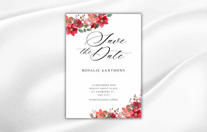 Wedding Digital Invitation, Floral Wedding Invitations Bundle, Invitation Template, Wedding Invitation Card, RSVP, DETAILS Card. WI71