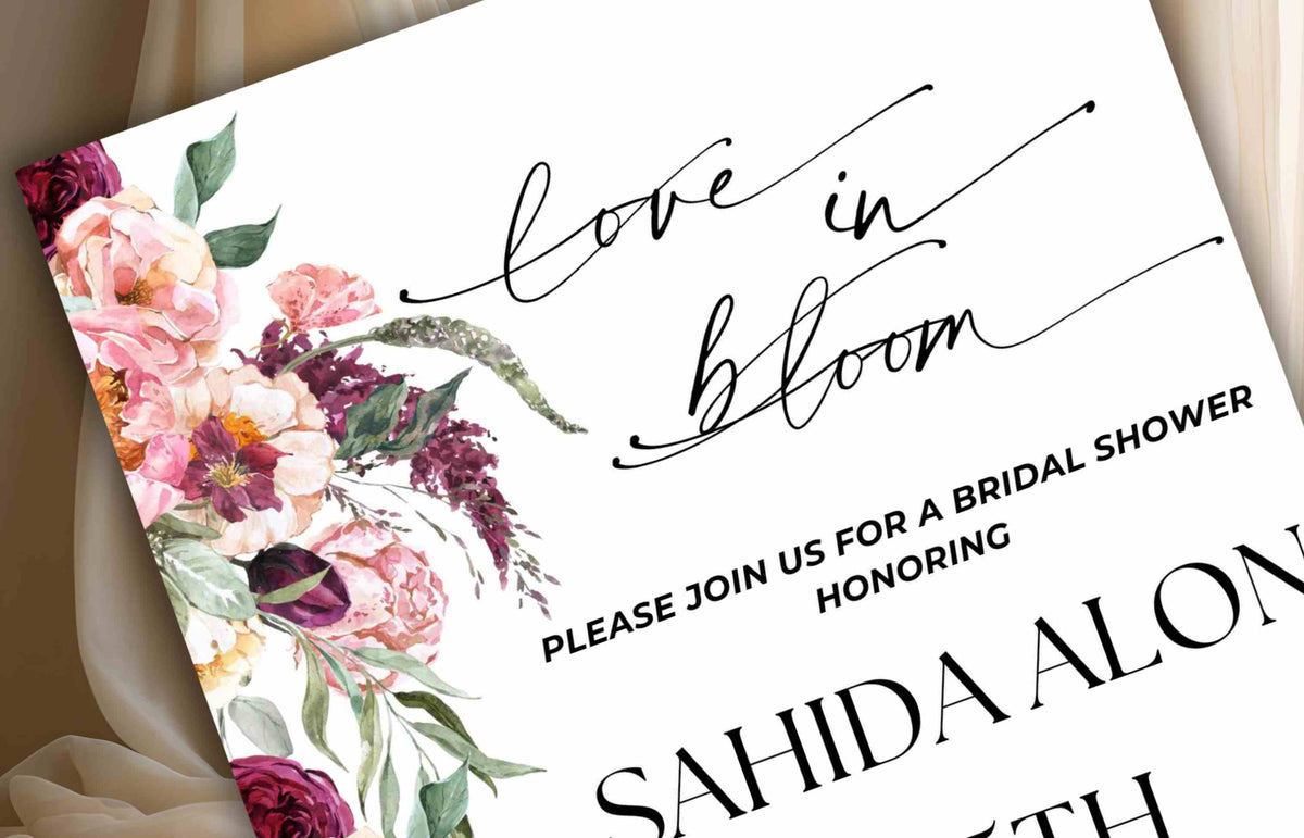 Bridal Shower Invitation template, Elegant Bridal Shower Invitation, Bridal Shower Flower Invite. WS38