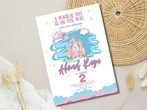 2 Birthday Invitation, Fairytale Birthday Invite DIY, Personalized Digital Invitation, Castle Magical Theme, Canva Template. WEIB87