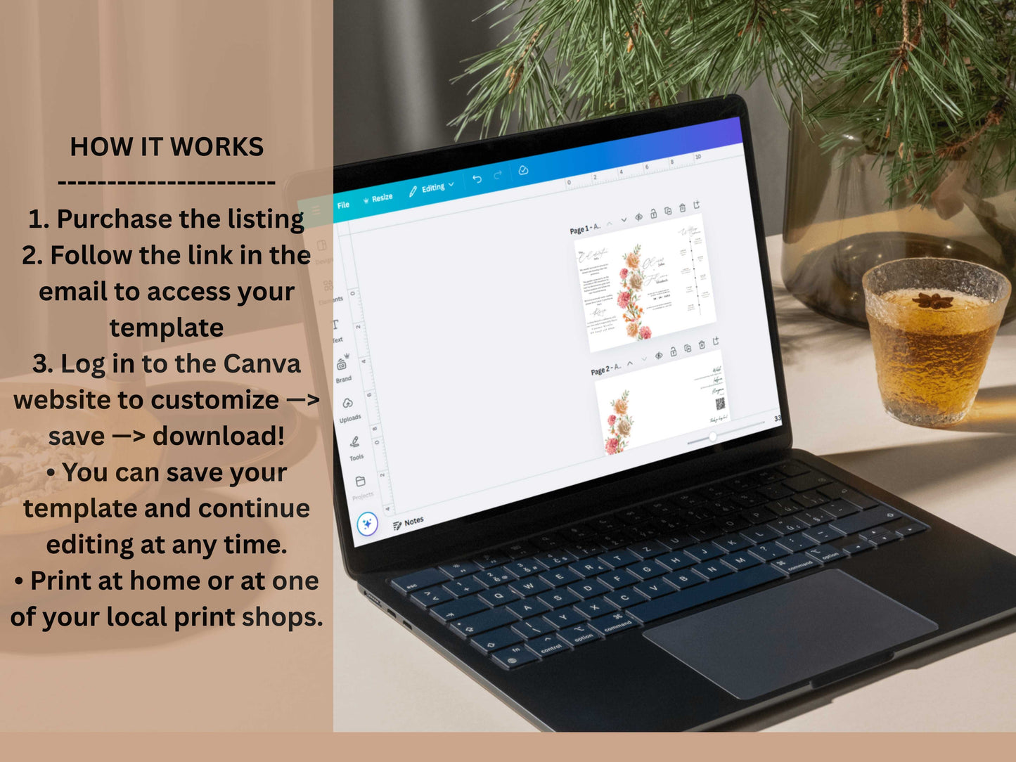 Wedding Menu Template, Thank You Card. WI197