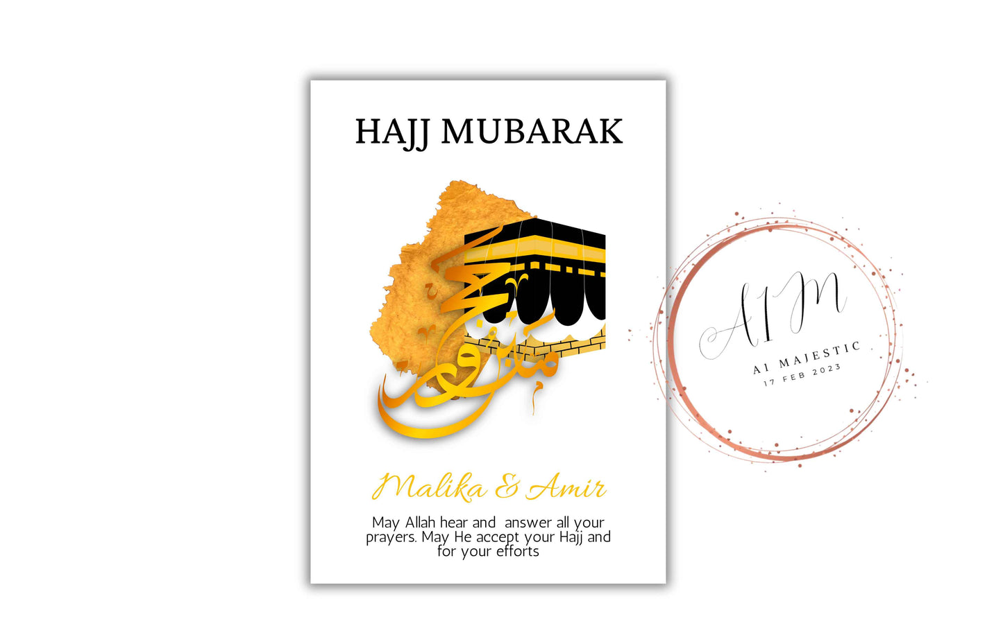 Personalized Couple Hajj Mubarak Template, Haj Gift, Digital Print , Hajj Wishes, Editable Template, A2, A3, A4, A5, Pdf Template. UM4