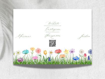 Elegant Gatefold Wedding Invitation | Floral Folded Invite | Printable Wedding Template | RSVP & Details Card | Editable PDF. WI134