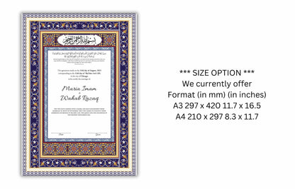 Nikkahnama | Custom Luxury Nikkah Contract | Mughal | Mughal | Inspired Luxury Nikkahnama | Nikkah Certificate in Pdf Template. NN184