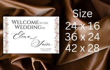 Flower Wedding Welcome Sign, Wedding Entrance Sign Template, Editable, Custom Wedding Welcome Poster, Wedding Decorations. WS24