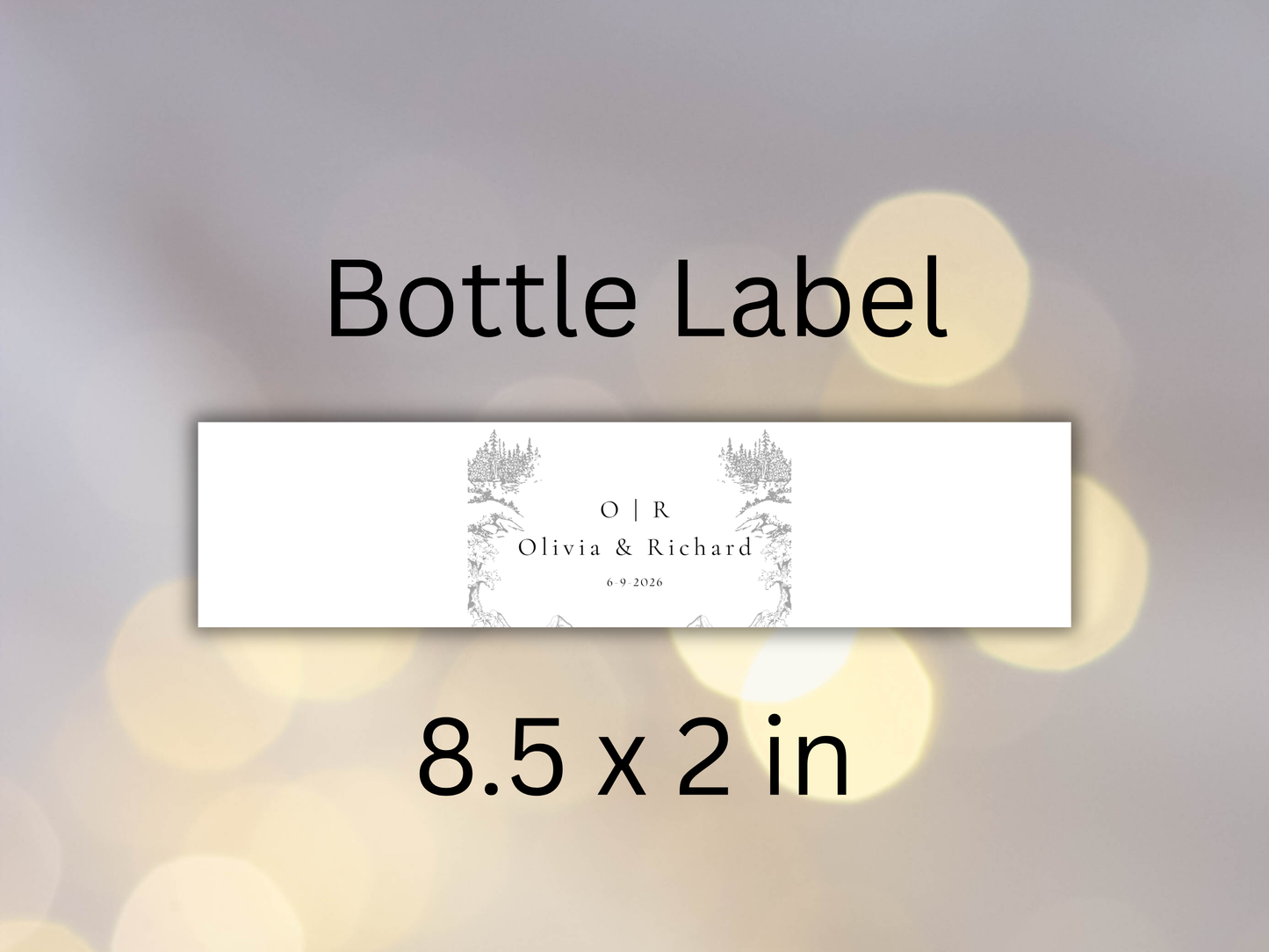 Wedding Water Bottle Label, Wedding Menu Card Template, Table Card Thank you Card. WI271