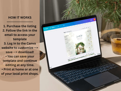 Garden Wedding Invitation | Save the Date with Timeline | Botanical Reception And Event Template | Printable Digital Download. WI164