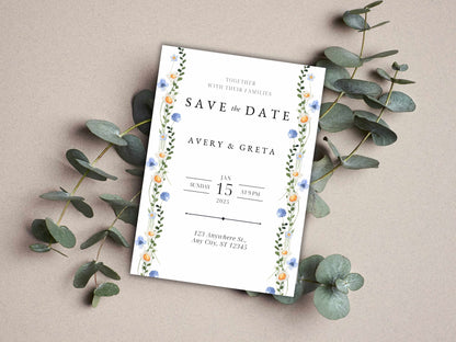 Wildflower Wedding Invitation Template, Printable Wedding Invitation, Wedding Invitation, Edit with TEMPLETT, Digital Download. 29