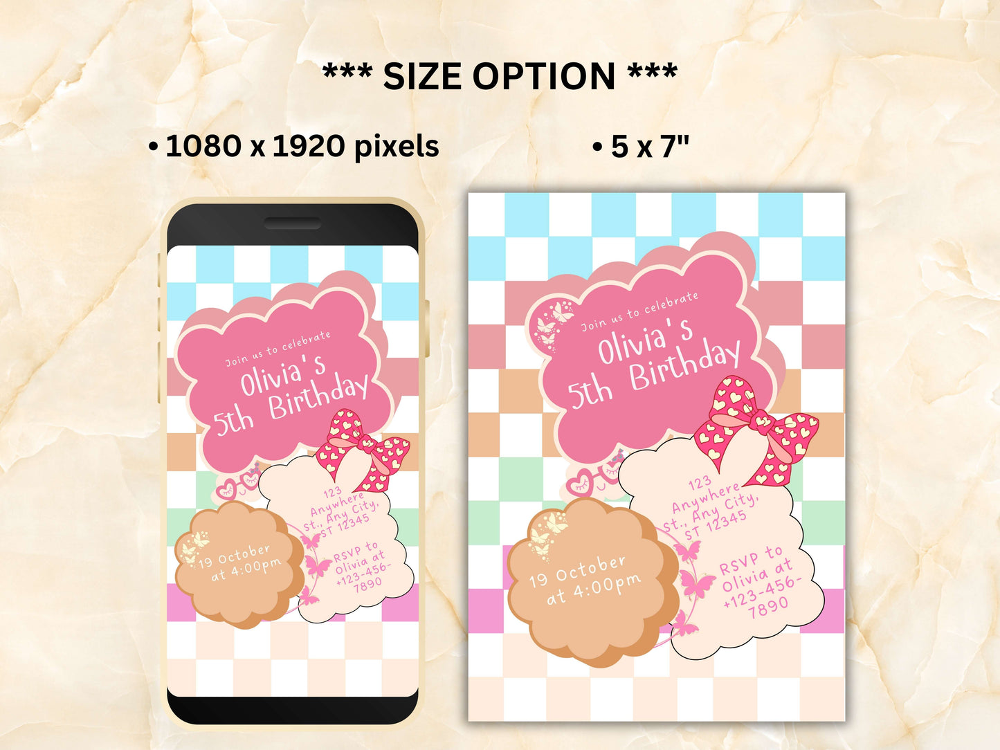 Pink Birthday Invitation Template, Birthday Evite, Groovy Retro Birthday Invite, Birthday Electronic Invite, Editable, Party Template,WEIB85