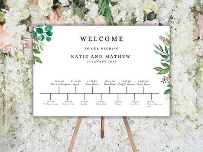 Large Wedding Welcome Timeline Sign Template, Wedding Order of the Day, Wedding Timeline Template, Digital Template. WT 32