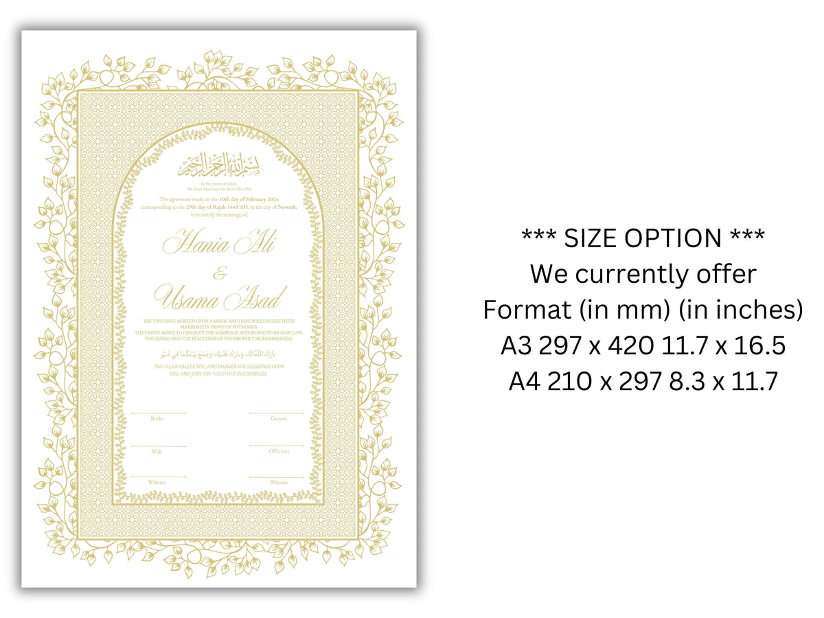 Nikkah Certificate Digital Download,A3,A4. NN207
