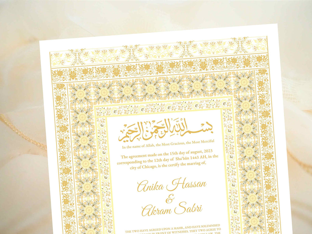 Nikkah Certificate, Nikkah Islamic Marriage Certificate, Printable, Nikkah Contract, Editable, Digital Download. NN18