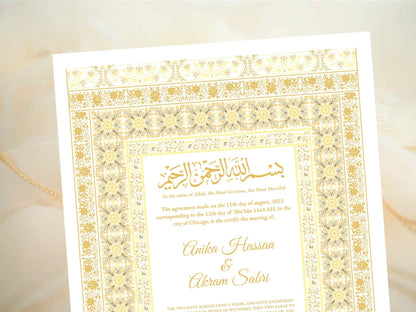 Nikkah Certificate, Nikkah Islamic Marriage Certificate, Printable, Nikkah Contract, Editable, Digital Download. NN18