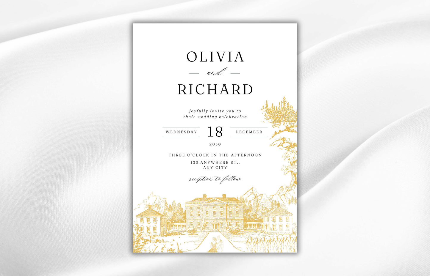 Wedding Invitation Set, Wedding Palace Invitation, Wedding Invitation Template, RSVP, Details Crd, Invitation, Editable Template. WI65