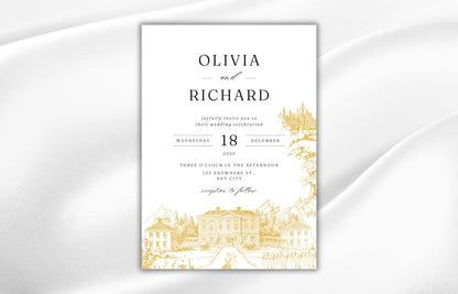 Wedding Invitation Set, Wedding Palace Invitation, Wedding Invitation Template, RSVP, Details Crd, Invitation, Editable Template. WI65