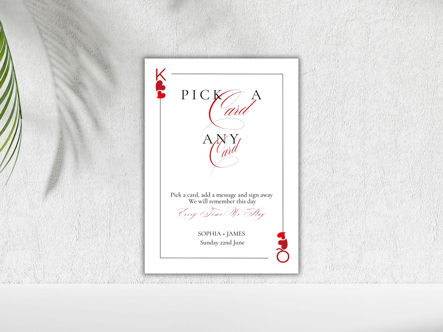Playing Card Wedding Guest Book Sign | Pick a Card Any Card | Unique Deck of Cards | Minimalist Wedding Sign Instant Download. WS65