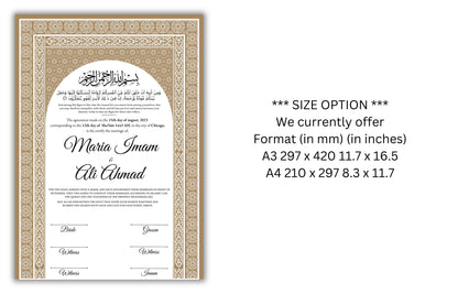 Digital Nikah Certificate, Nikahnama, A4/A3 Nikkahnama, Qubool Hai Muslim Islamic Marriage. NN130