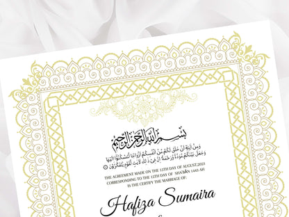 Nikkah Contract Template, Printable Nikkah Contract, Editable Nikkahnama, Muslim Wedding Certificate, Islamic Marriage Contract. NN108