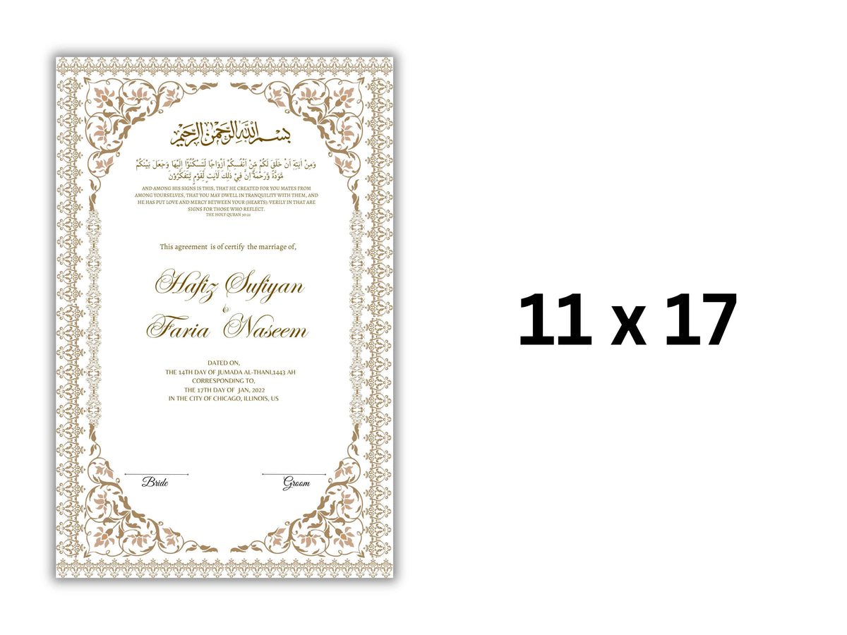 Luxury Nikkah Contract, Digital Printable Personalised Customised Nikkah Certificate, Custom Nikah Nama, Islamic Wedding Contract. NN157