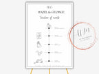 Digital Wedding Timeline Template, Wedding Planner, Printable Timeline Wedding Sign, Events Wedding Timeline Sign, Instant Download. WT31