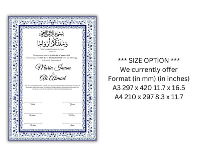 Nikkah Certificate Digital Download Personalized, Luxury  Nikkah Contract, Islamic Wedding Contract, Personalized Muslim Wedding Gift. 147