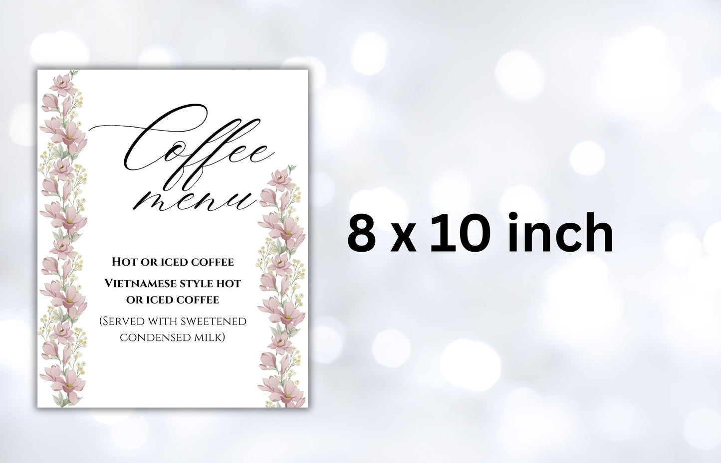 Menu Wedding Sign, Coffee Bar Wedding Sign, Modern Wedding Sign, Printable Template, Wedding Hot Coffee Sign, Editable Template. WS27