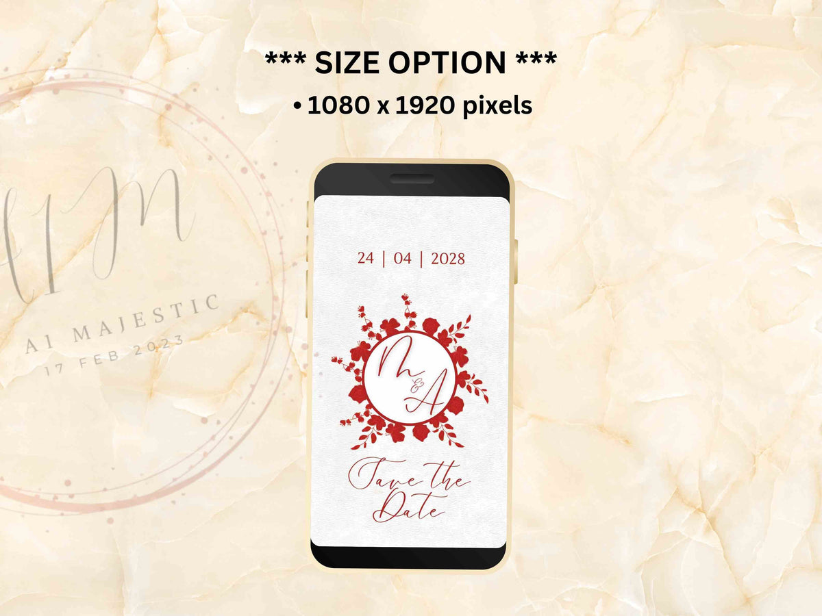 Red Rose Wedding Invitation Editable Digital , Animated Rose Floral Themed Invitation, RSVP Invite, Wedding Rose Invitation, WEI51 - A1 Majestic