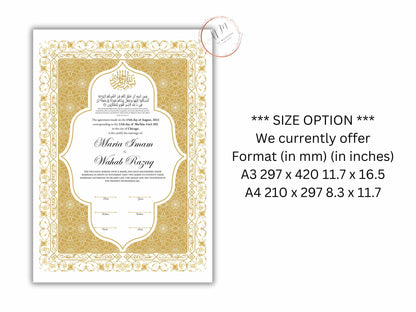 Premium Nikkah Contract | Custom Nikkah Nama | Islamic Wedding Contract | Personalized | Digital Printable Nikkah Certificate. NN187