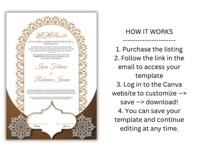 Nikkah Certificate Digital Download Personalised, A4, A3, Template, Editable, Purple Nikkah Nama, Nikkah Contract, Muslim Contract. NN288