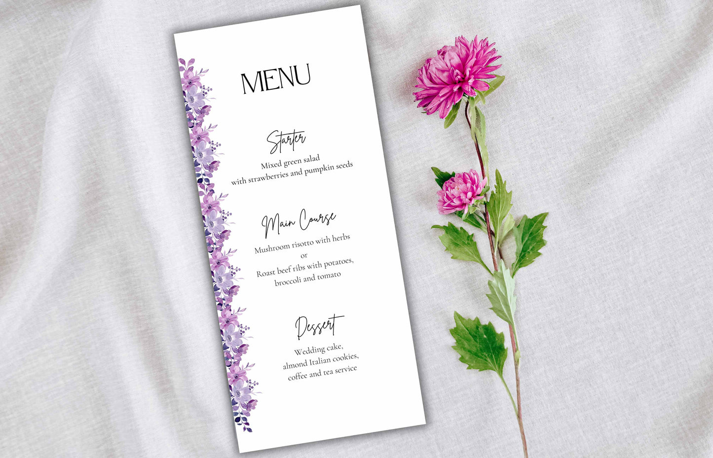 Lavender Floral Wedding Invitation Set Template, Watercolor Lilac Wedding Invite Suite, Heart Wedding Card Printable, Detail Card, RSVP. W75