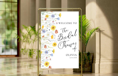 Wildflower Bridal Shower Sign, Floral Bridal Shower Sign, Wildflower floral sign, Floral Bridal Sign, Download, Editable. SIGN36