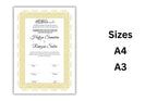 Muslim Wedding Contract A3/A4, Gold Islamic Nikkah Certificate Template, Editable. Nn125
