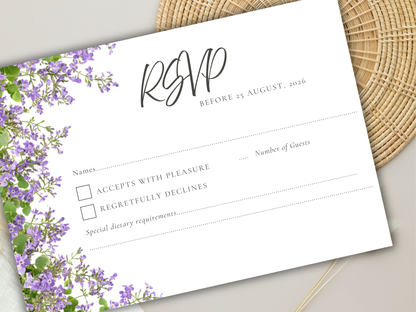 Wedding Invitation Bundle, Printable Wedding Suite, Reception Invite , Wedding Menu,  RSVP • Thank You Card. BW216,214