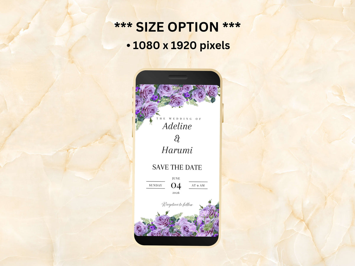 SAVE THE DATE Evite | Digital Wedding Invitation Template | Instant Download | Online Invite | Floral Animated Invitation template. WEIB40