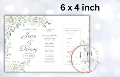 Wedding Program Card Template, Wedding Details Card, Wedding Card, Instant Download, Editable Text, Floral Wedding Program Template. WT85