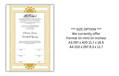 Nikkah Certificate Digital Download Personalized, Luxury Nikkah Certificate, Islamic Wedding Contract, Personalized Muslim Wedding Gift.N181