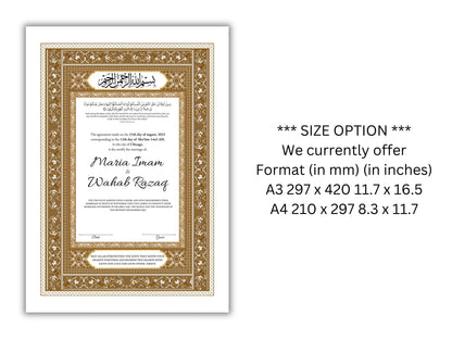 Nikkahnama | Custom Luxury Nikkah Contract | Mughal | Mughal | Inspired Luxury Nikkahnama | Nikkah Certificate in Pdf Template. NN166