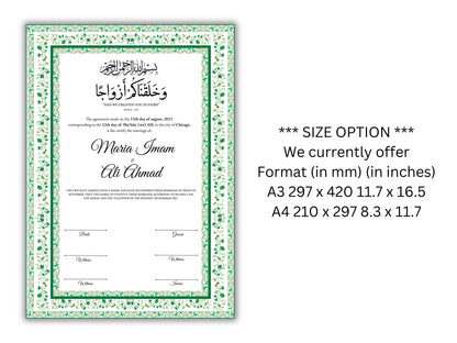 Nikkah Contract Template, A4/A3 Islamic Nikkah Digital Download, Customized Muslim Marriage Certificate, Editable Wedding Agreement. 148