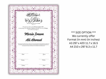 Nikkahnama | A4/A3 Custom Luxury Nikkah Contract | Digital contract | Inspired Luxury Nikkahnama | Nikkah Certificate Pdf Template. NN144