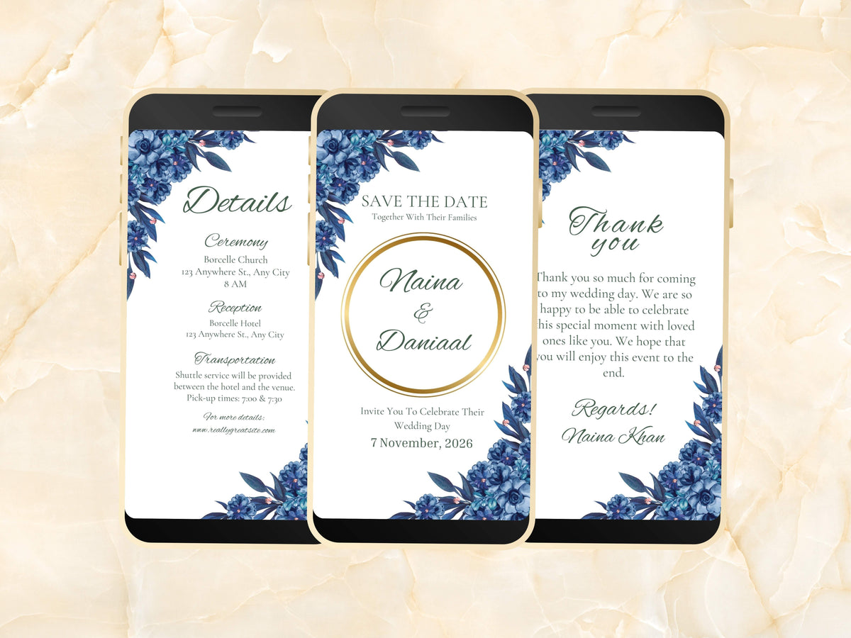 Electronic Wedding Invitation And Thank You Card, Wedding Evite, Electronic Invitation, Digital Wedding Invite, Mobile Invitation, WEIB78
