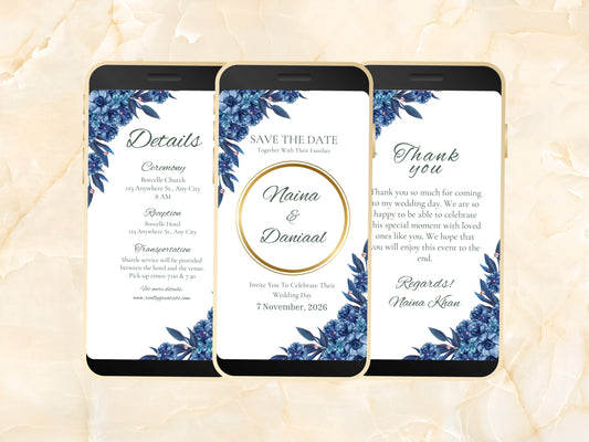 Electronic Wedding Invitation And Thank You Card, Wedding Evite, Electronic Invitation, Digital Wedding Invite, Mobile Invitation, WEIB78