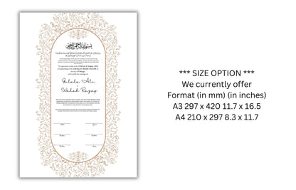 Luxury Nikkah Certificate, Personalised Custom Nikkah Nama, Premium Islamic Wedding Contract Gift, Digital Contract. NN154