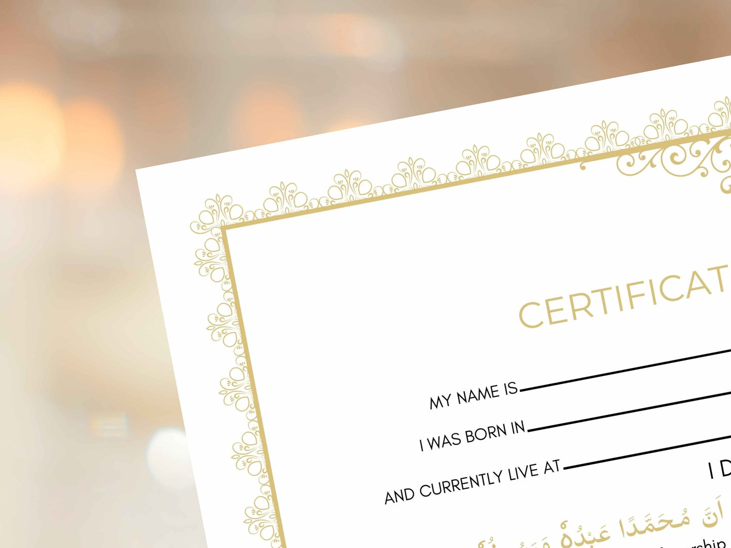 Conversion Certificate, Muslim Conversion Certificate, Shahada Certificate, Convert Certificate, Editable, Printable, Instant Download. CC2