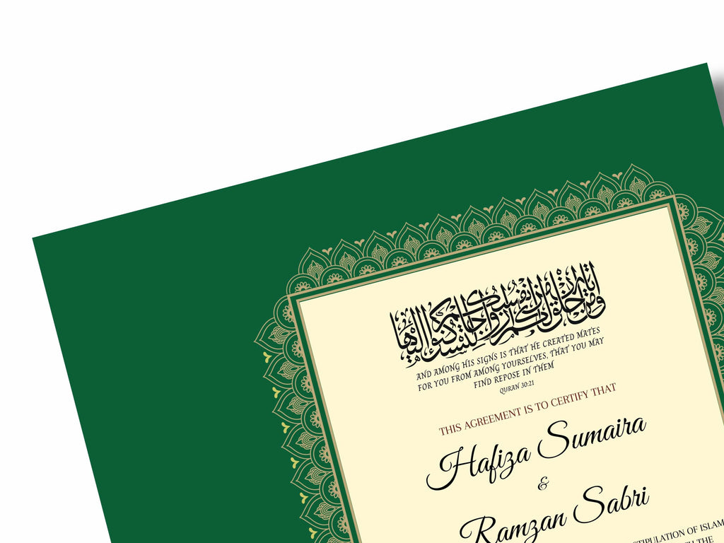 Luxury Nikkah Contract, Digital Printable Personalized Customized Nikkah Certificate, Custom Nikah Nama, Islamic Wedding Contract. NN113