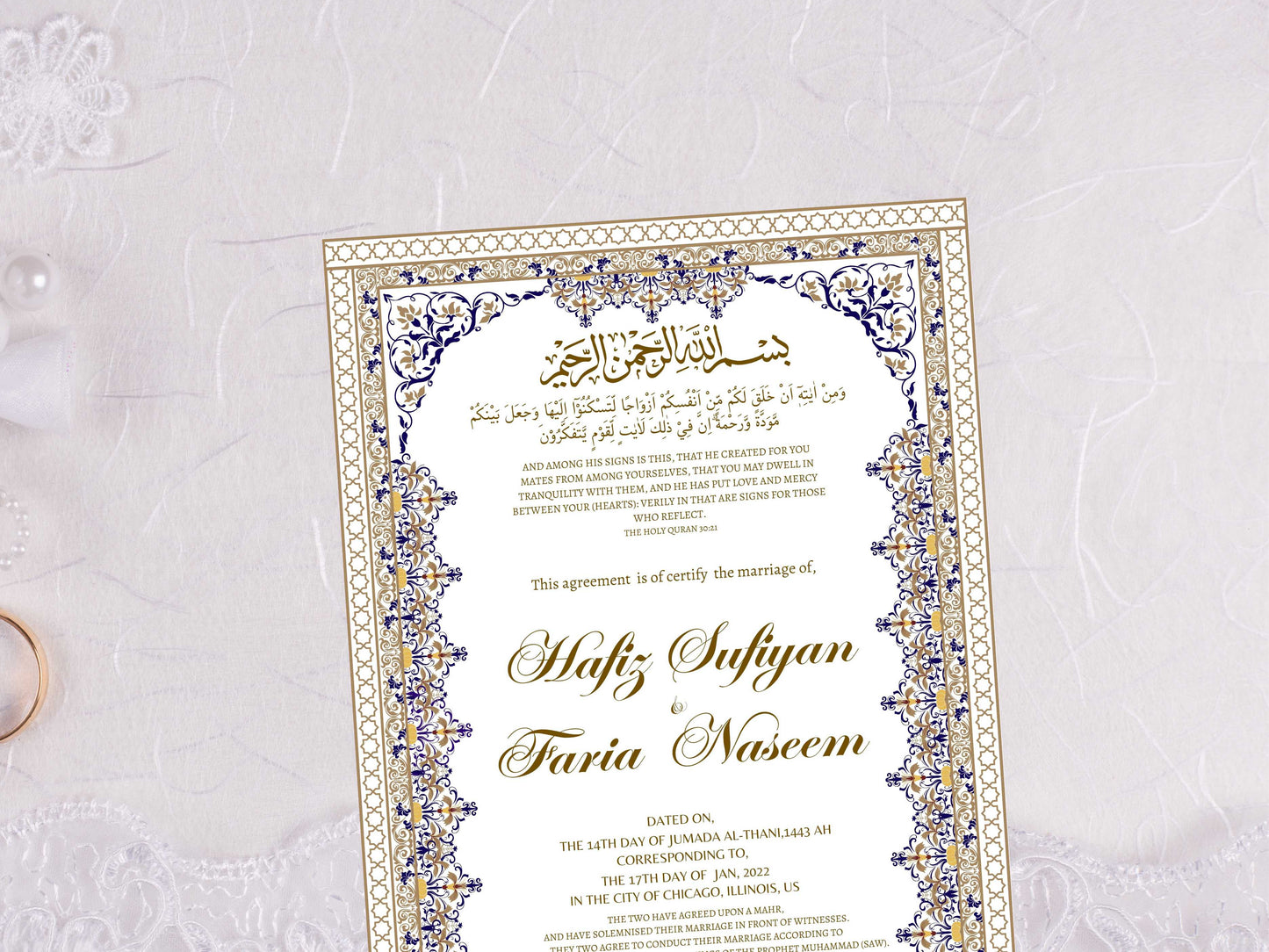 Nikkah Certificate , Authentic Islamic Wedding Thumb Impression Agreement, Premium Islamic Wedding Contract, Instant Download. NN27