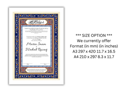 Nikkahnama | Custom Luxury Nikkah Contract | Mughal | Mughal | Inspired Luxury Nikkahnama | Nikkah Certificate in Pdf Template. NN165