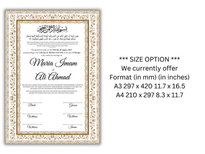 Nikkahnama | A4/A3 Custom Luxury Nikkah Contract | Digital contract | Inspired Luxury Nikkahnama | Nikkah Certificate Pdf Template. NN142